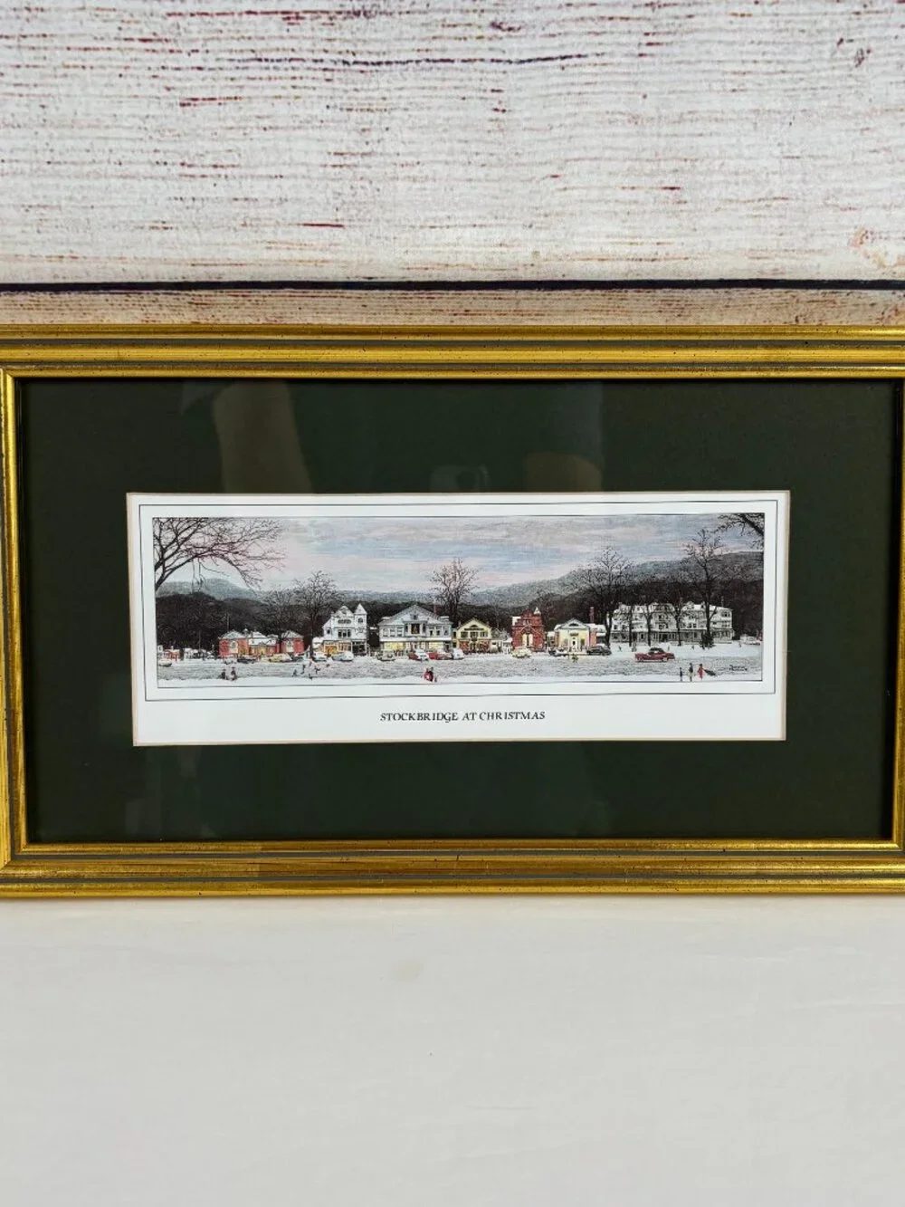 StockBridge At Christmas Norman Rockwell Small Gold Frame Print